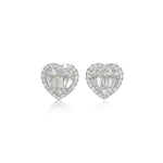 White Gold Diamond Heart Illusion Studs