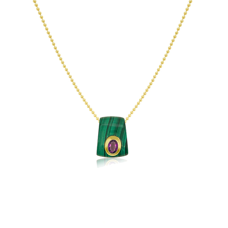 Charm Slider Malachite and Pink Sapphire