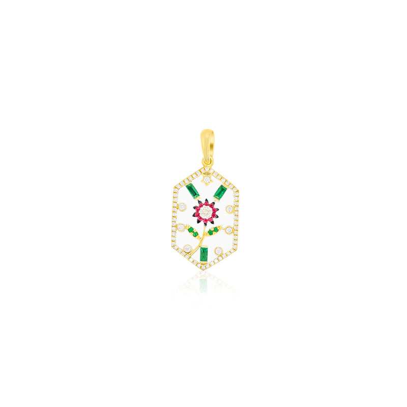 Yellow Gold Calcedony Diamond Charm
