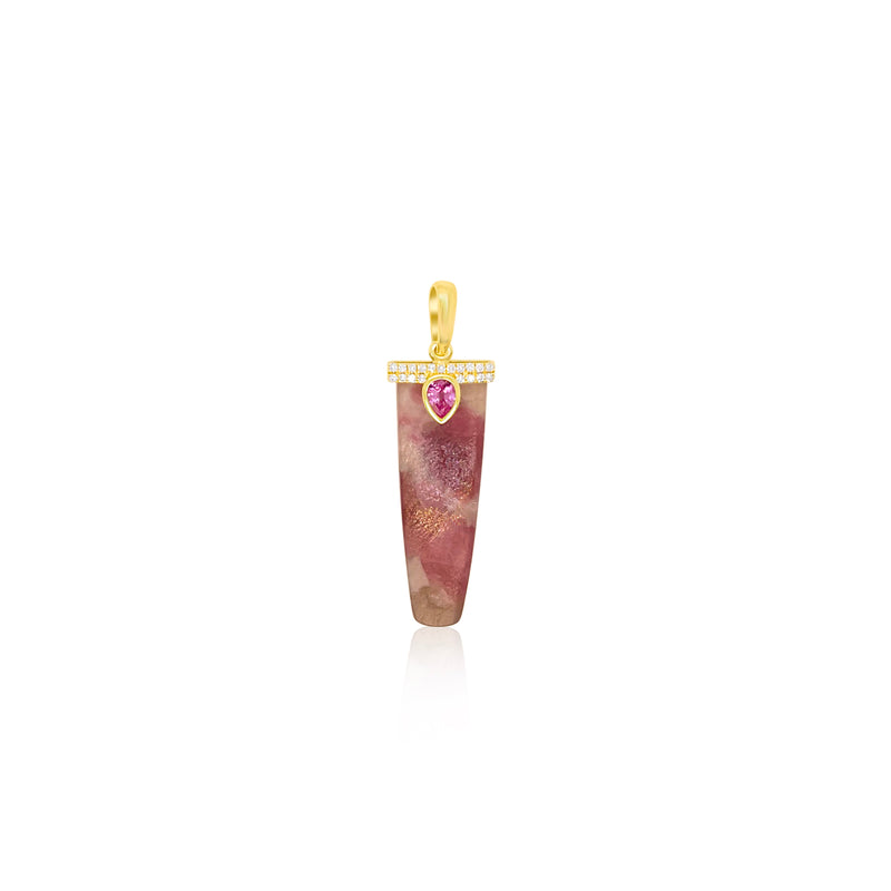 Yellow Gold Pink Sapphire and Tourmaline Charm