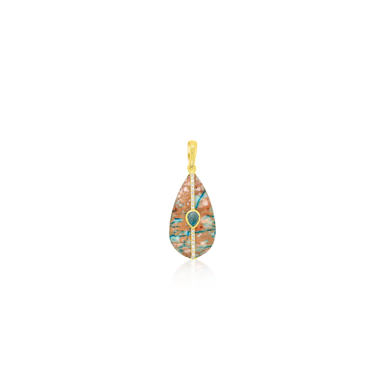 Yellow Gold Turquoise Blue Topaz Charm