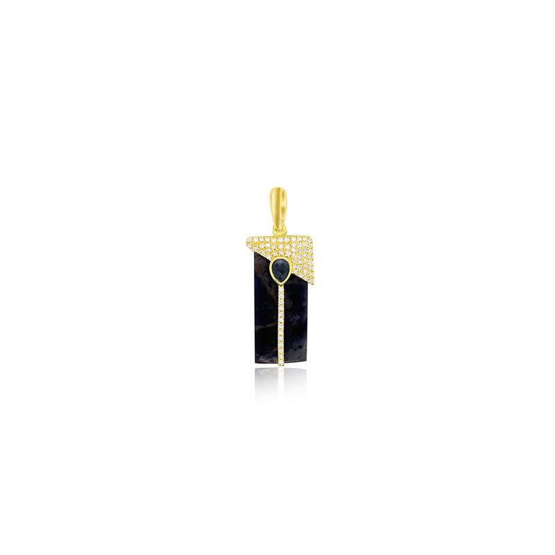 Yellow Gold and Sapphire Fluorite Diamond Charm
