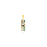 Yellow Gold Turquoise and Blue Sapphire Starburst Charm
