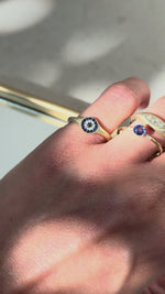Dainty Blue Sapphire Diamond Ring
