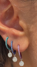 Galactic Blue Diamond Disc Charm Huggies