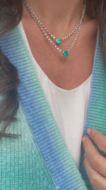 White Gold Lab Grown Paraiba Heart Necklace