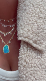 Blue Opal Side Charms Necklace