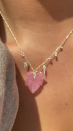 Hand Carved One of a Tourmaline Leaf Necklace IN STOCK READY TO SHIP