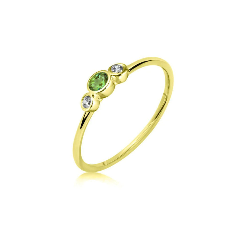 Yellow Gold Diamond Peridot Stack Ring