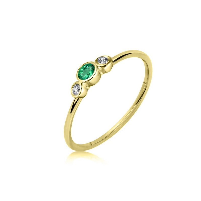 Yellow Gold Diamond and Emerald Band