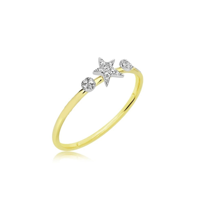 Two Tone Gold Diamond Star Ring