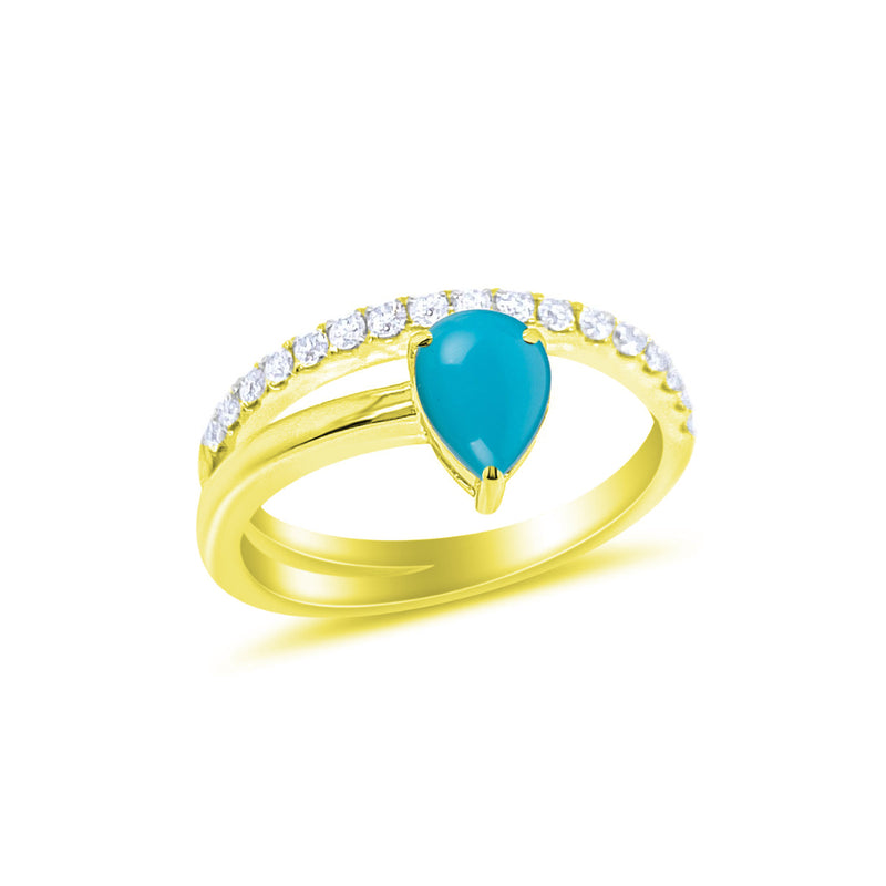 Turquoise Pear Diamond Ring