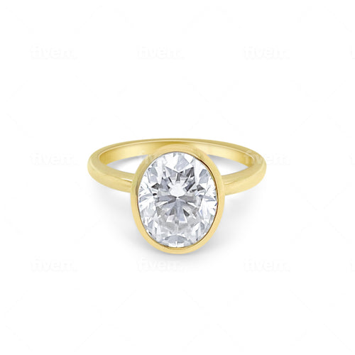 Yellow Gold Oval Diamond Ring: LAB GROWN 2.00