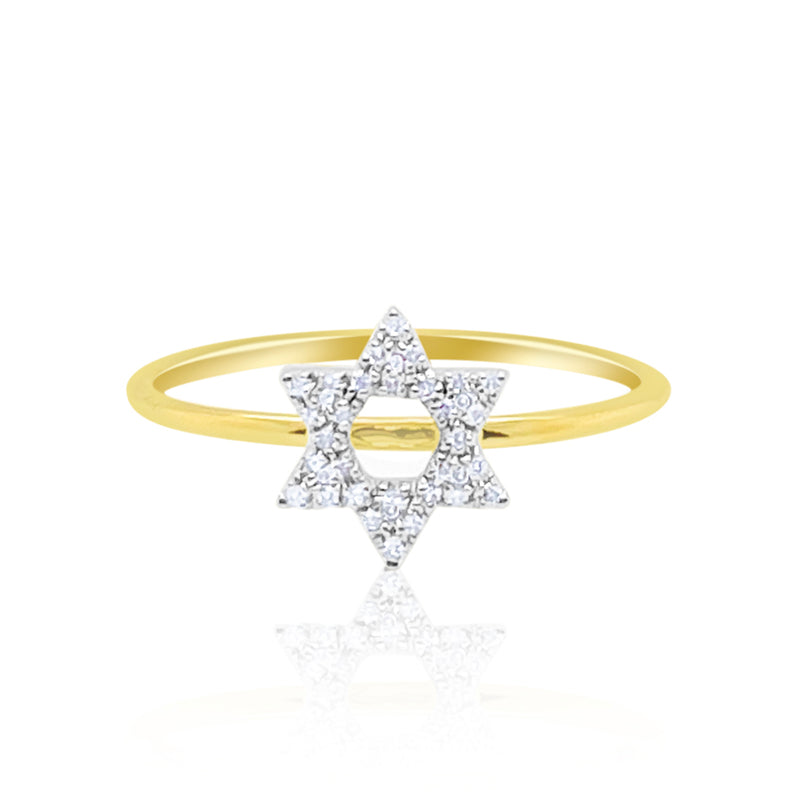 Star of David  Diamond Ring in 14kt Yellow Gold