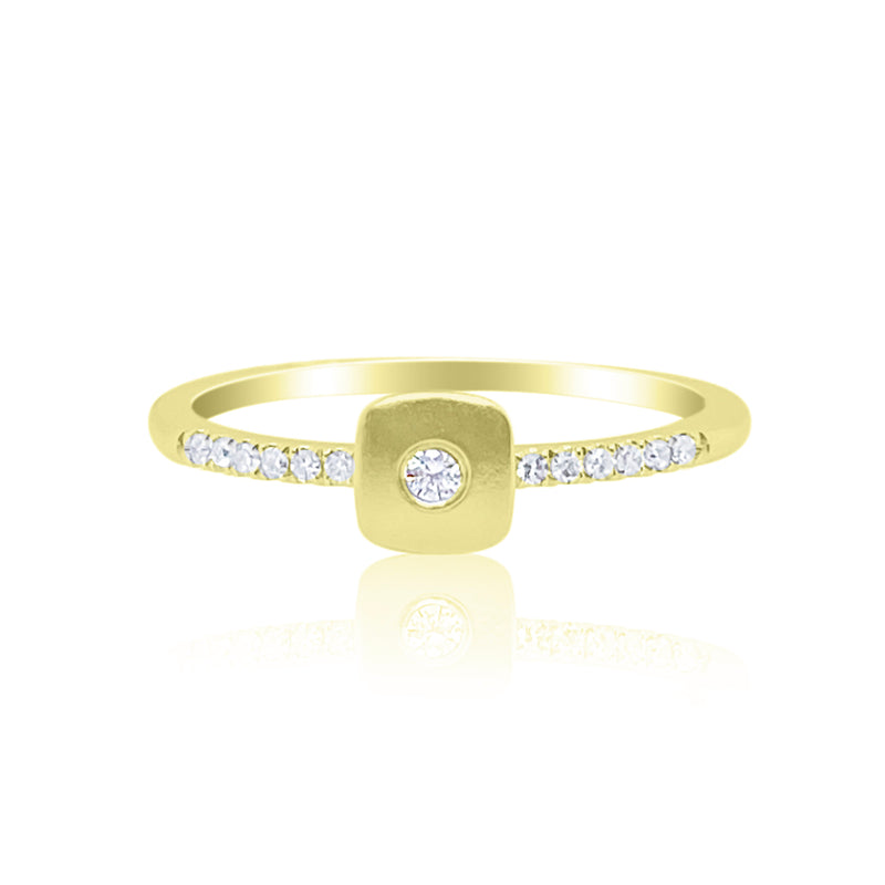 Yellow Gold Diamond Square Ring