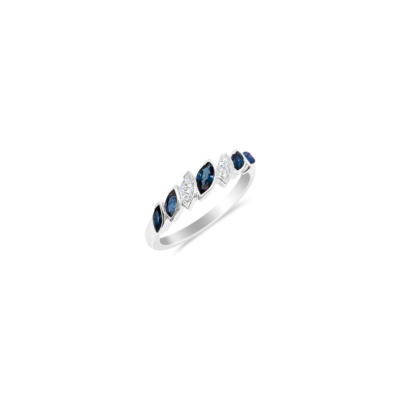 White Gold Diamond and Sapphire Ring