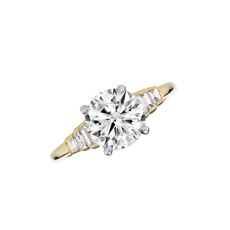 2.3 Carat Round Diamond Ring With Side Stones