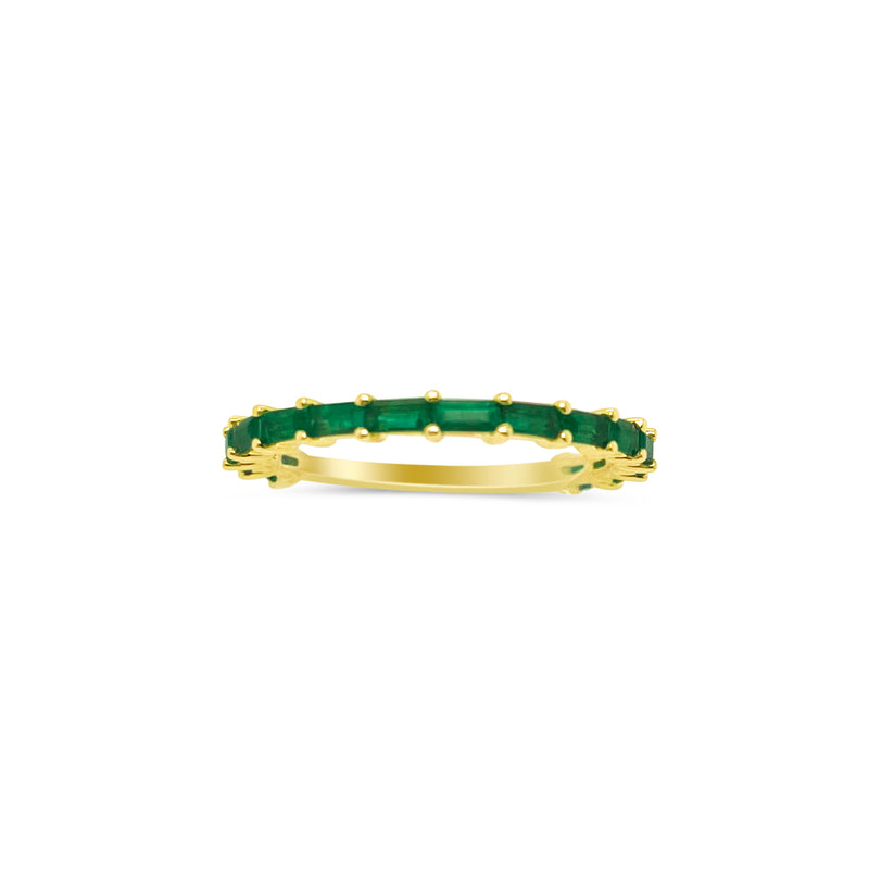 14kt Yellow Gold Horizontal Emerald  Stacking Band