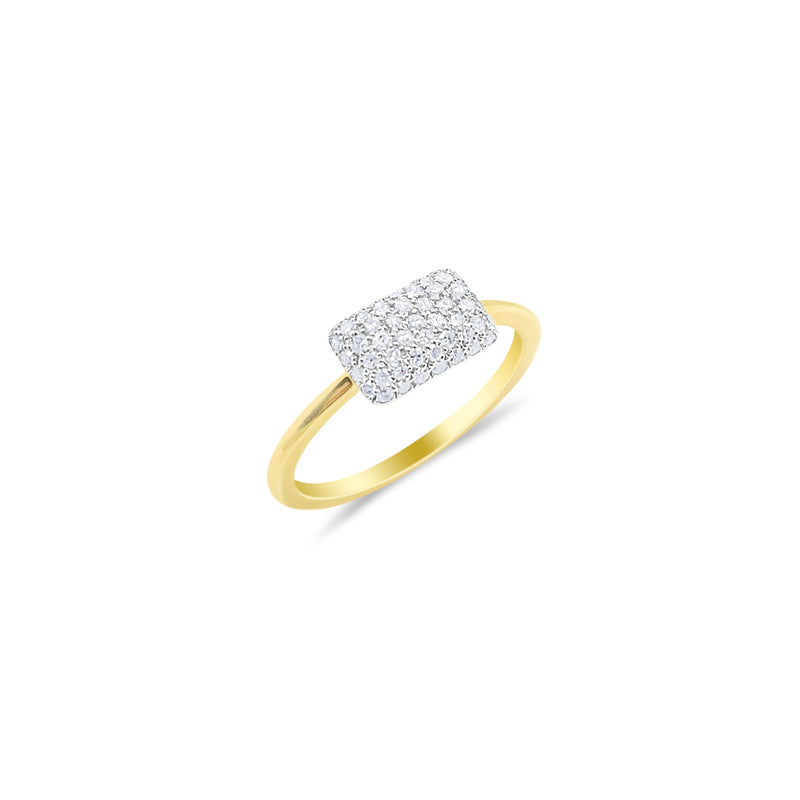 14kt Yellow Gold Diamond Rectangle Ring