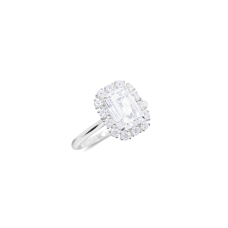 Emerald Cut Halo Lab Engagement Ring