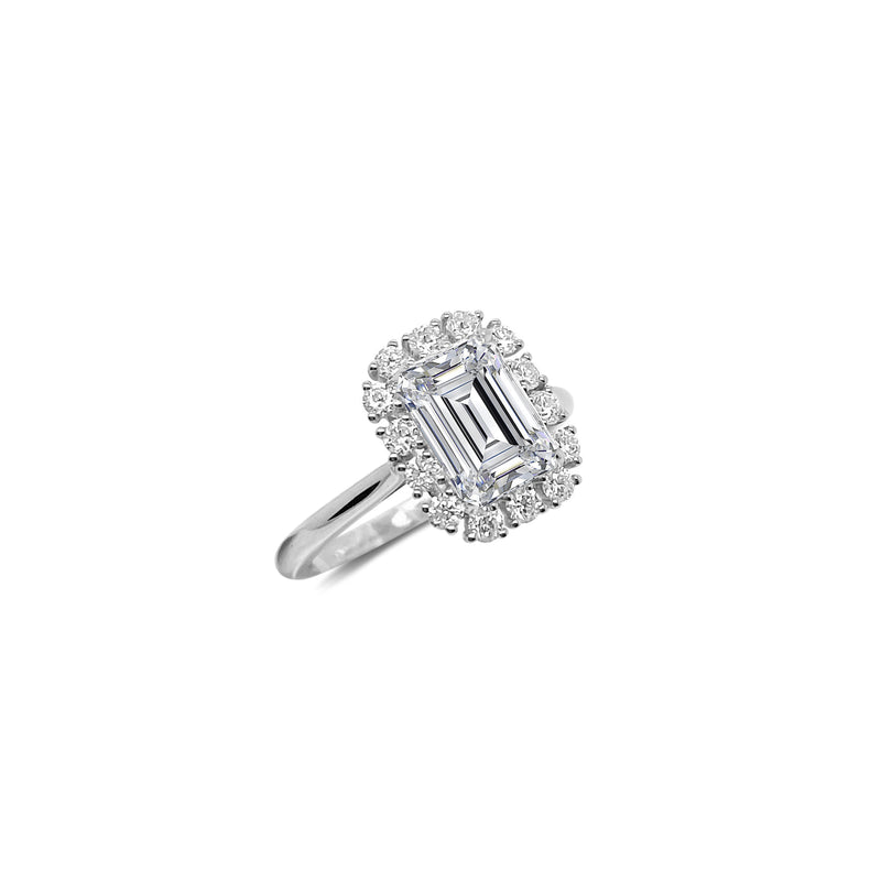 Emerald Cut Halo Lab Engagement Ring