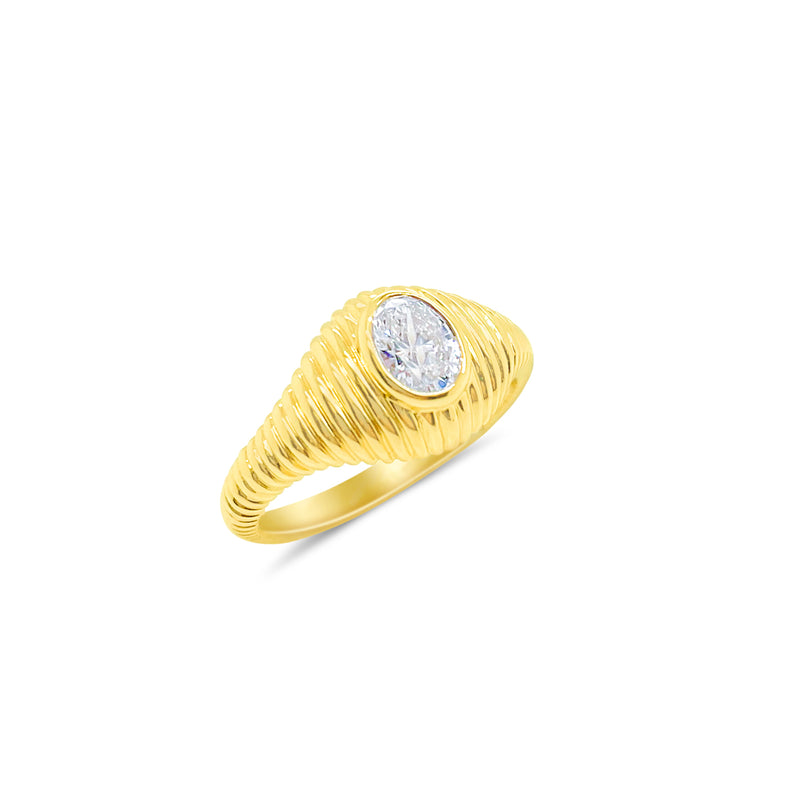 Oval Cut Signet Textured Ring ONLINE EXCLUSIVE