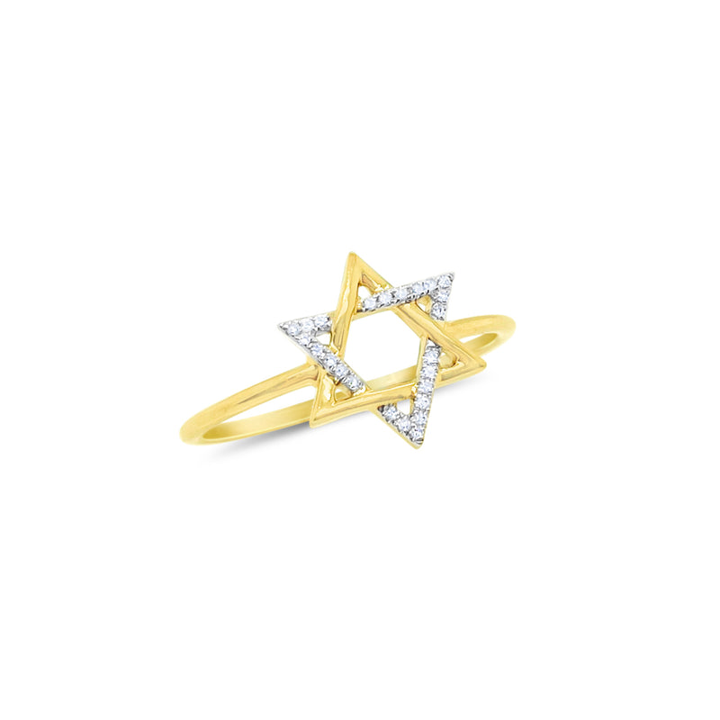 14kt Textured Yellow Gold and Diamond Jewish Star Ring ONLINE EXCLUSIVE
