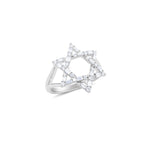 14kt White Gold Diamond Jewish Star Ring Baby Emerald Cuts ONLINE EXCLUSIVE