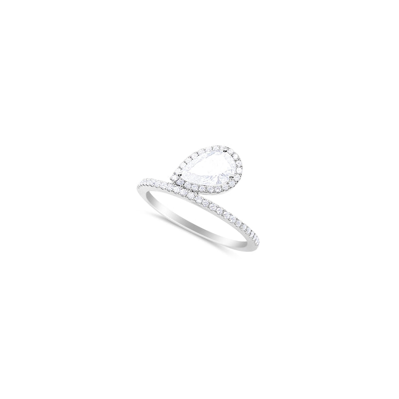 White Gold Lab Grown Diamond Teardrop Ring