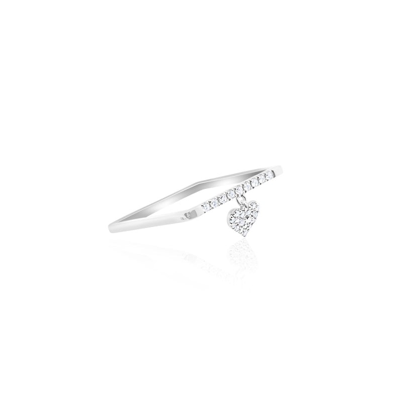 White Gold Diamond Square Heart Ring