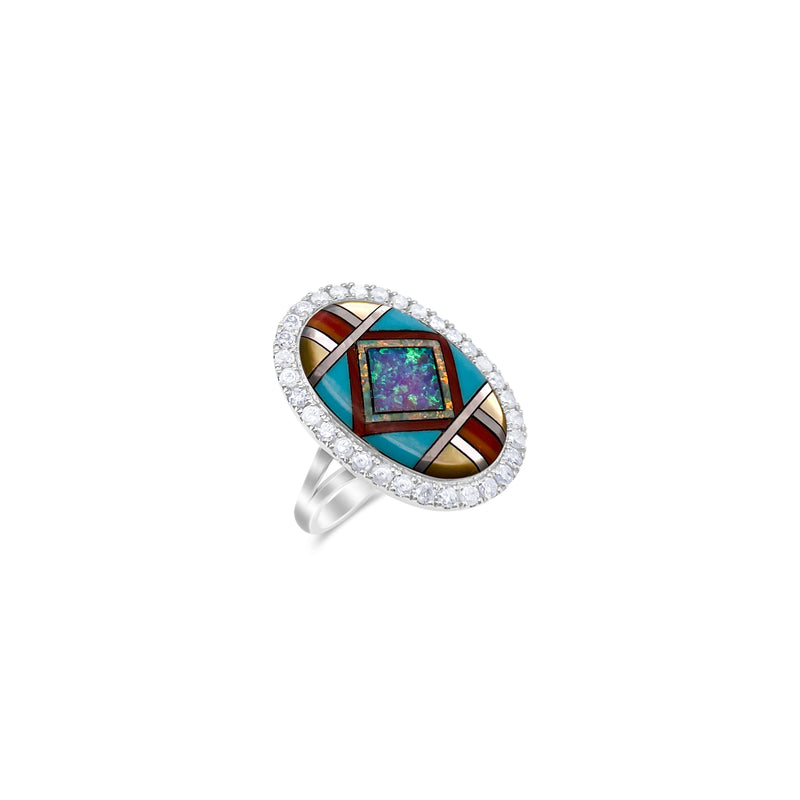 Silver and Diamond Pattern work and Diamond Ring