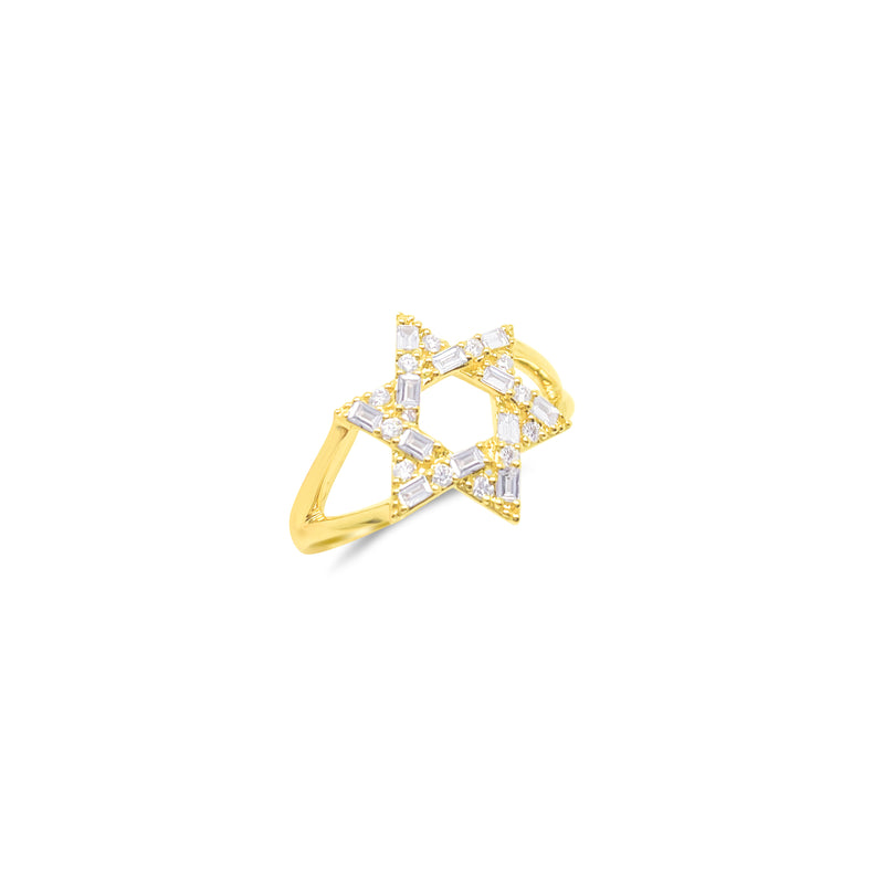 14kt Yellow Gold Star Of David Diamond Ring