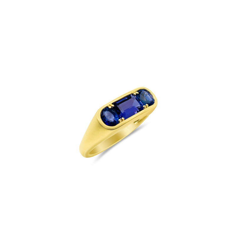 Silver Tanzanite Blue Sapphire Ring