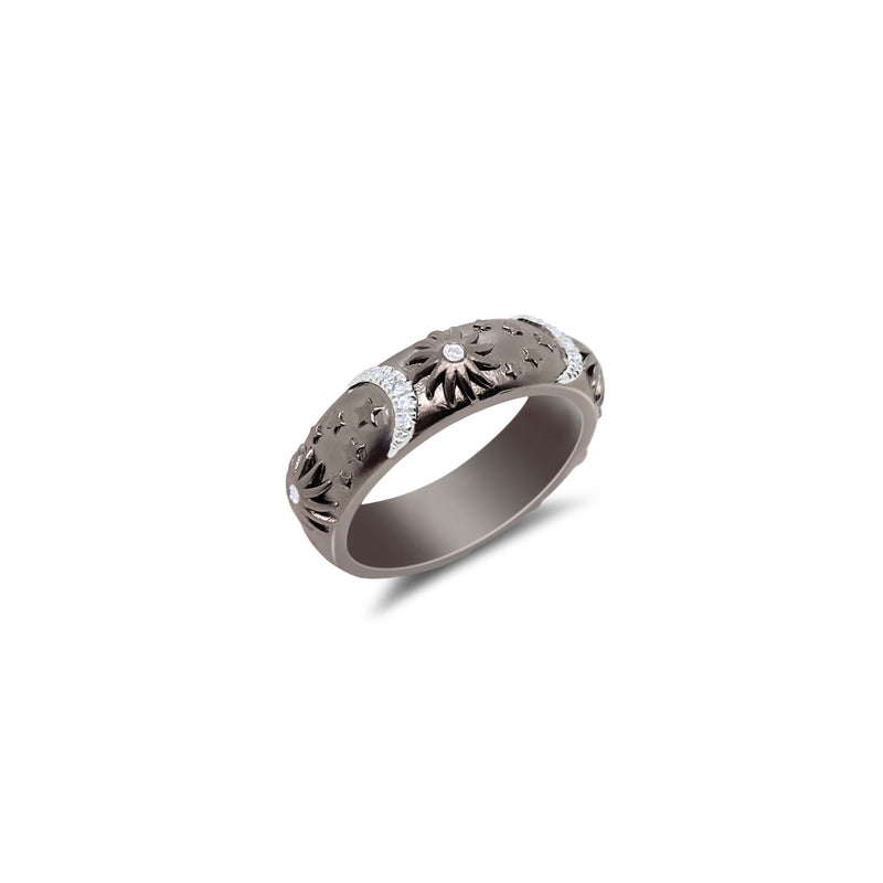 Silver Meira T Diamond Moon and Star Ring
