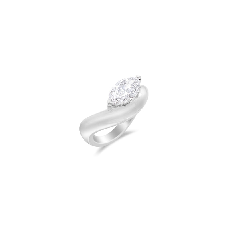 Curved Solitaire Ring
