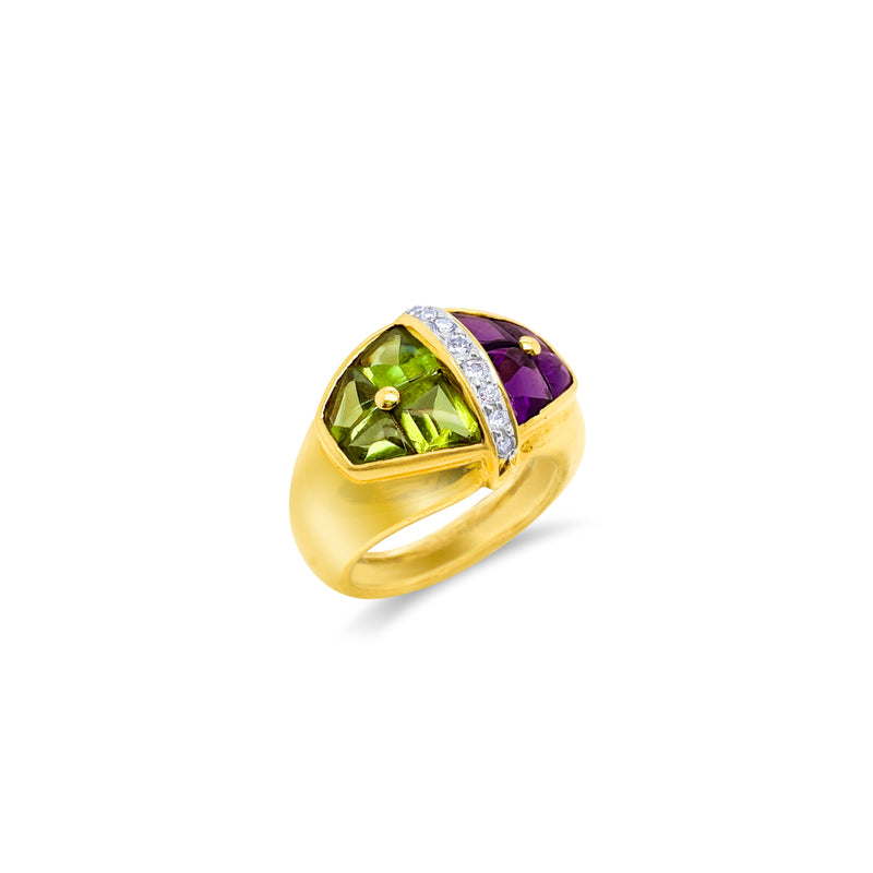 Vintage Amethyst and Peridot Gold Ring