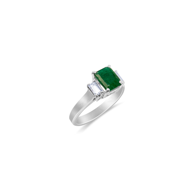 White Gold Emerald and Diamond