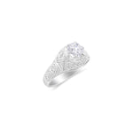 Platinum Diamond Antique Ring with Large diamond center
