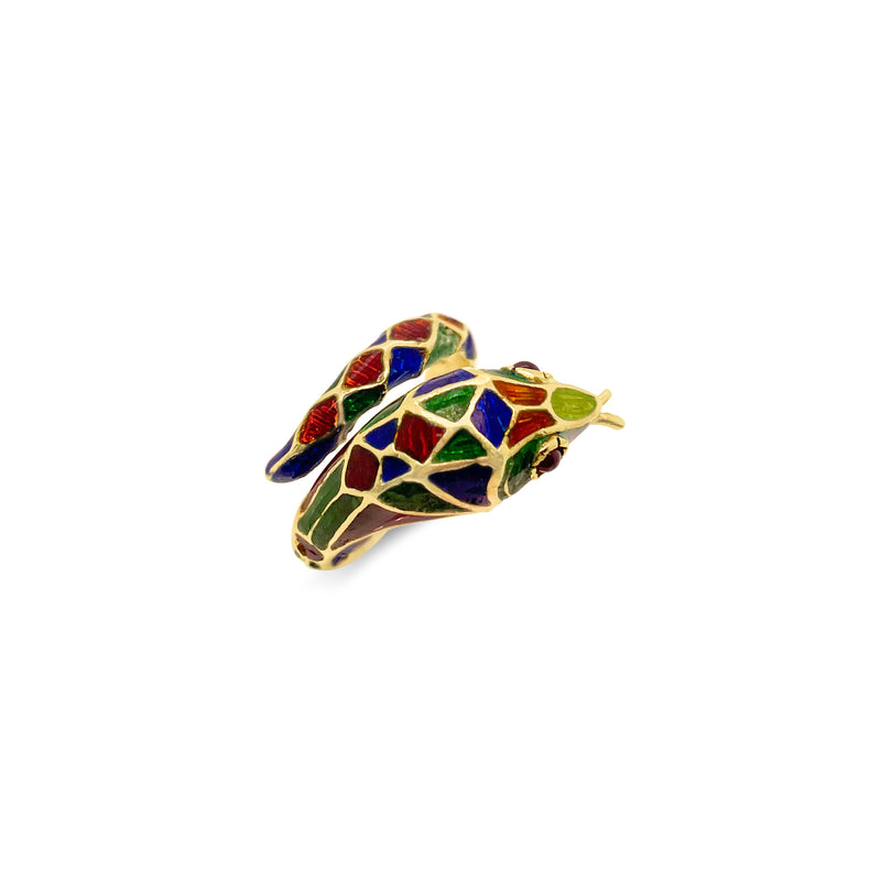 Hand Painted Enamel Serpent Ring