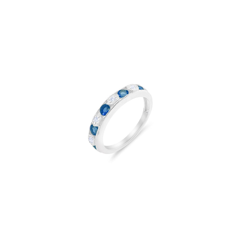 White Gold Diamond and Blue Sapphire Filagree Ring- ONLINE EXCLUSIVE