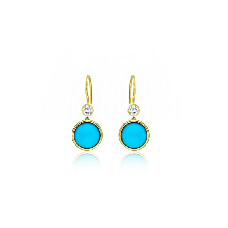 Amazon.com: 14K Gold Turquoise Earrings, 14K Solid Yellow Gold, Dainty  Dangle Drop Earrings, December Birthstone, 8mm Turquoise Gemstone, Simple  Handmade Gift for Classy Women : Handmade Products
