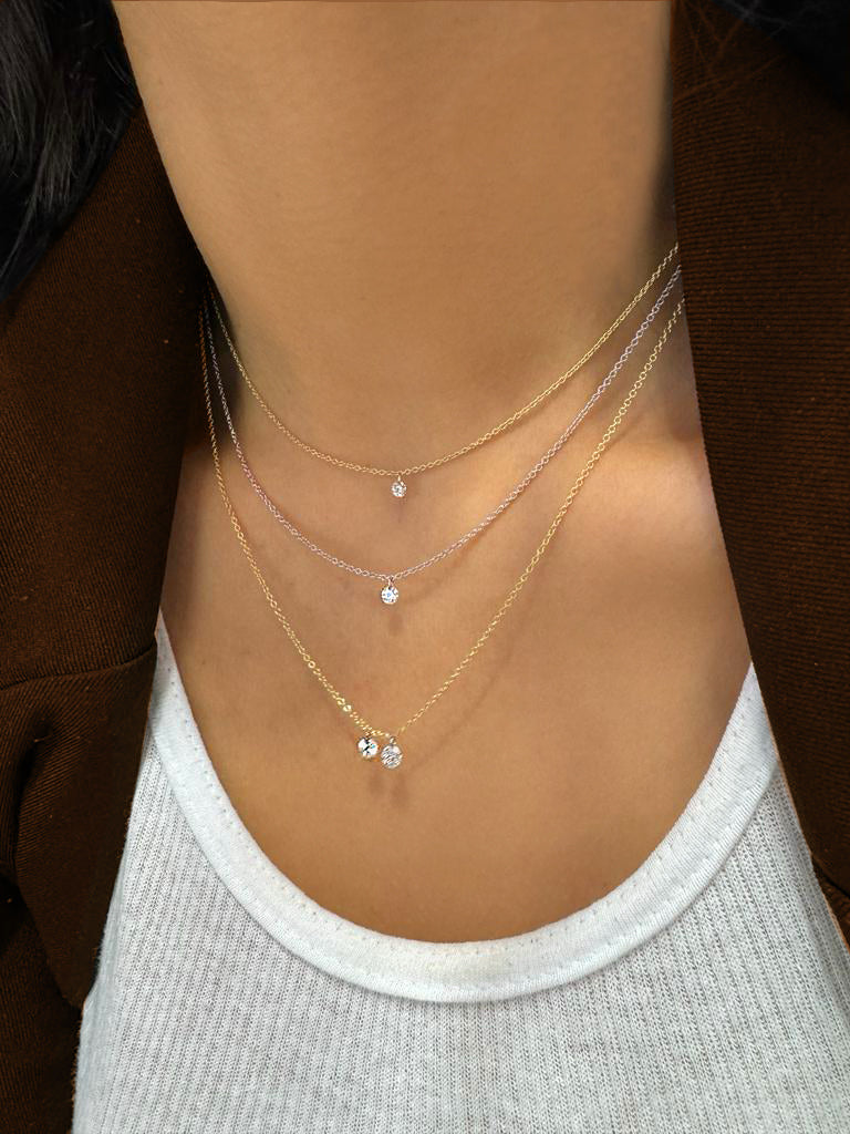 Drilled Diamond Disc Necklace