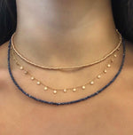 Gold Glass Seed Microbead Layering Necklace