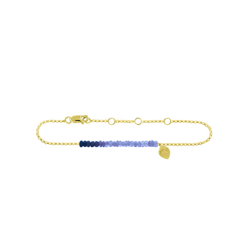 Blue Sapphire Bead 14k gold Anklet