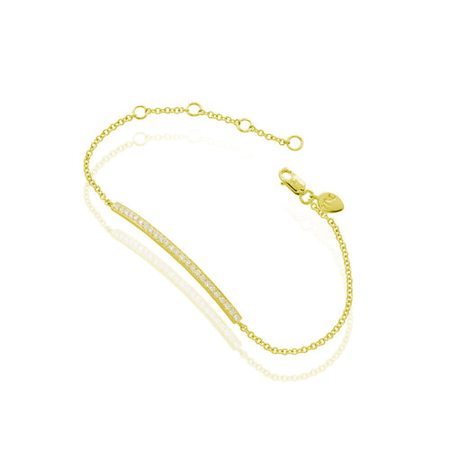 Yellow Gold Diamond Bar Chain Bracelet 
