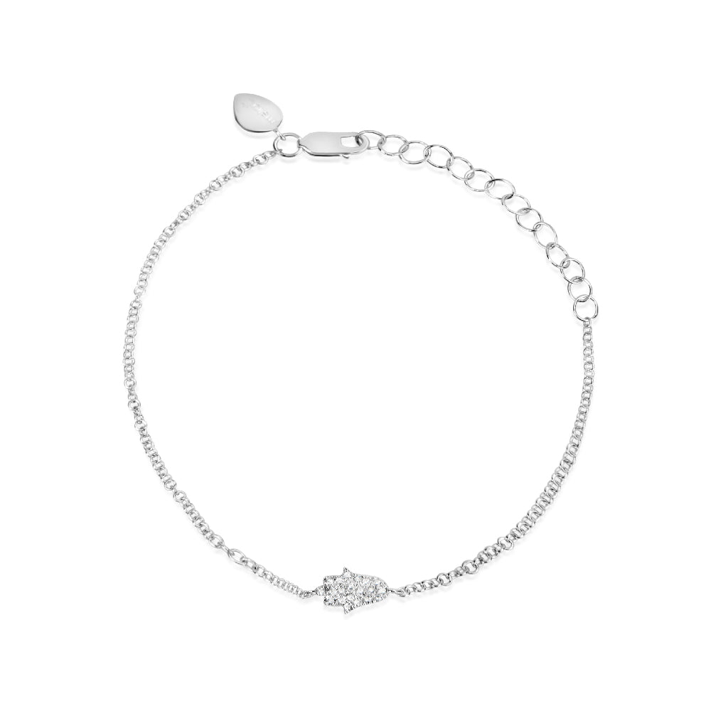 White Gold And Diamond Hamsa Bracelet