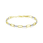 Alternating Diamond and Paperclip Chain Bracelet