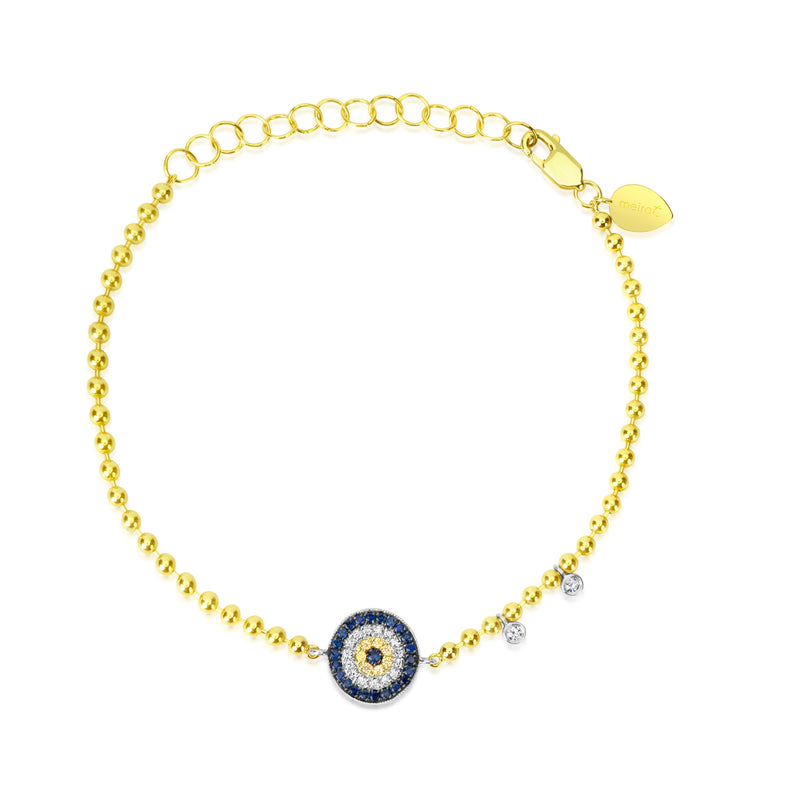 Yellow Gold Spot Chain Evil Eye Bracelet