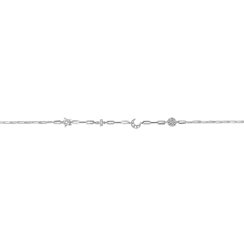 Meira T Dainty Paperclip Diamond Charm Bracelet