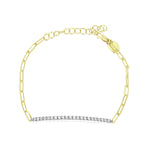 Paperclip Chain Bracelet with Diamond Bar